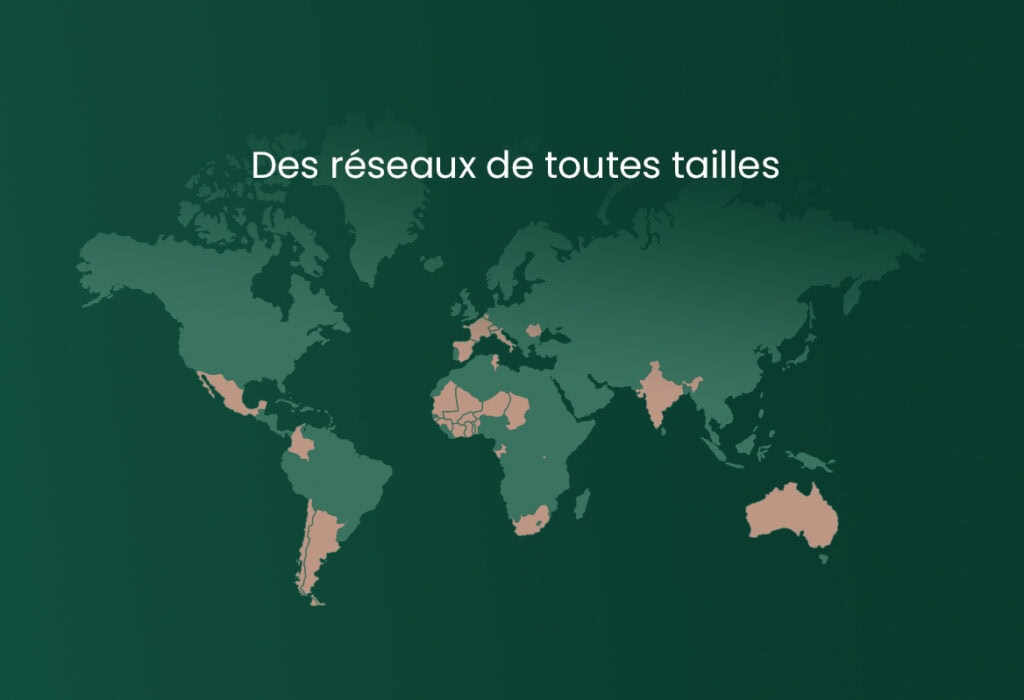 Carte du monde des clients de Logiroad. Les clients sont des réseaux de toutes tailles.