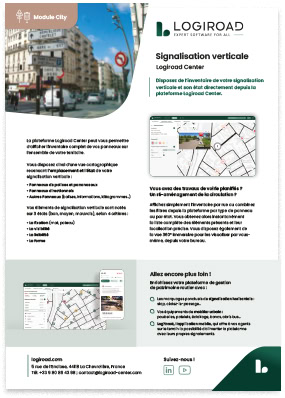 Brochure Logiroad Center. Disposez de l’inventaire de votre signalisation verticale et son état.