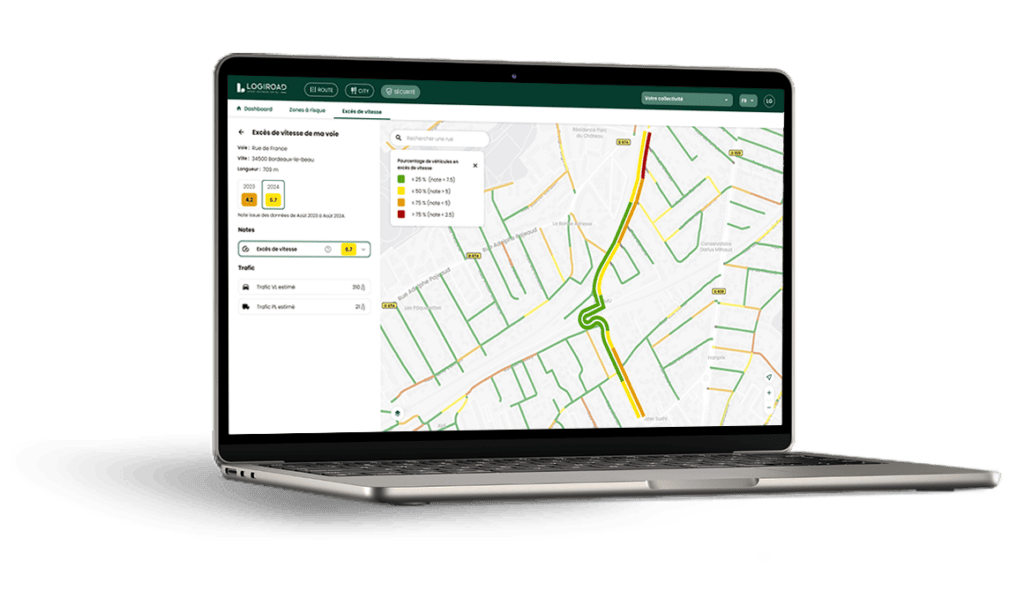 Logiroad Center visuel du module Sécurité pour Excès de vitesse