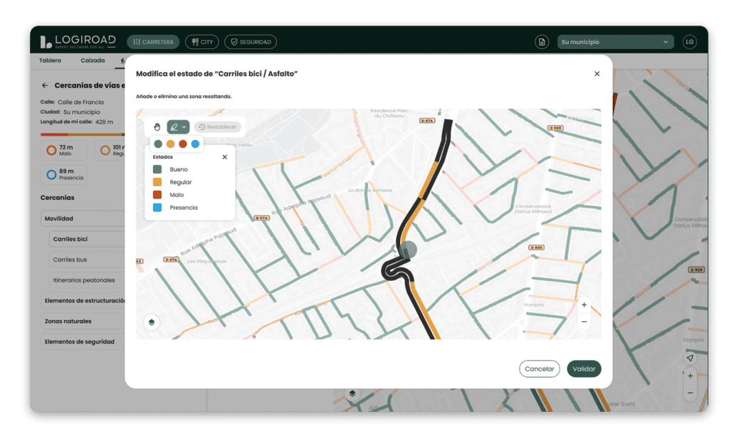 Cercanías de vías calle