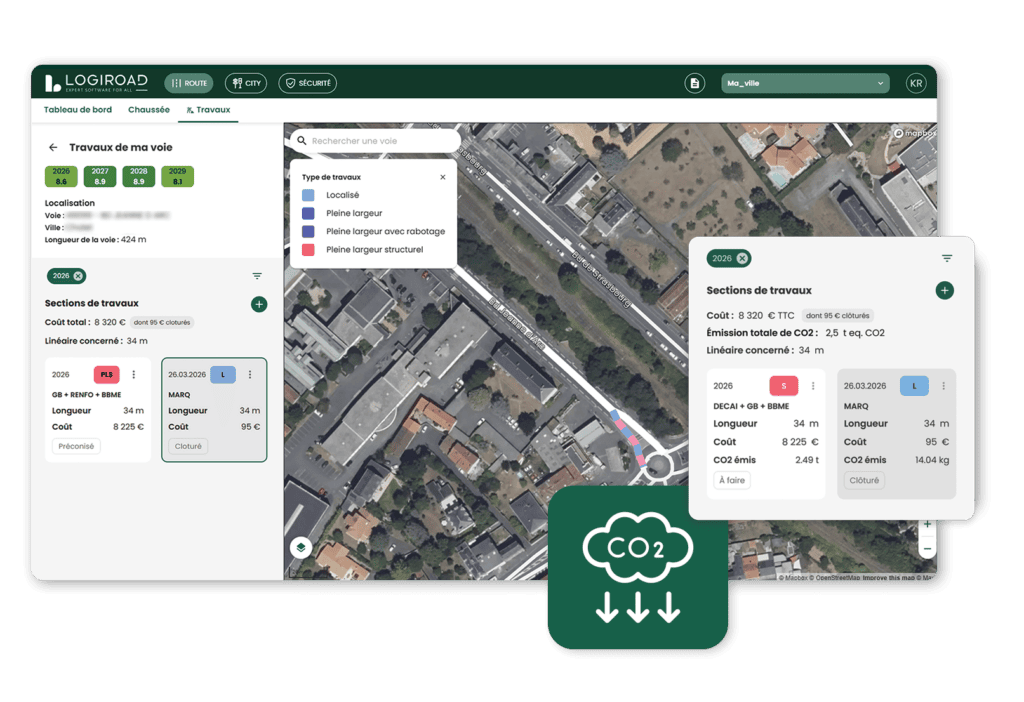 travaux routes émission CO2